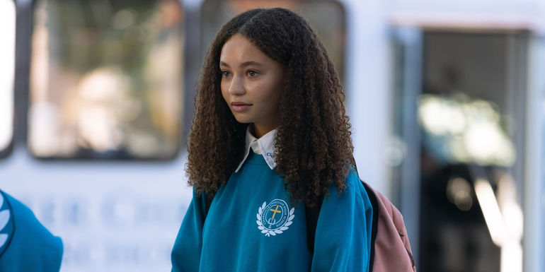 Nico Parker as Doris in her school uniform in Suncoast