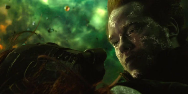 Chris Pratt as Star-Lord freezing in space in Guardians of the Galaxy