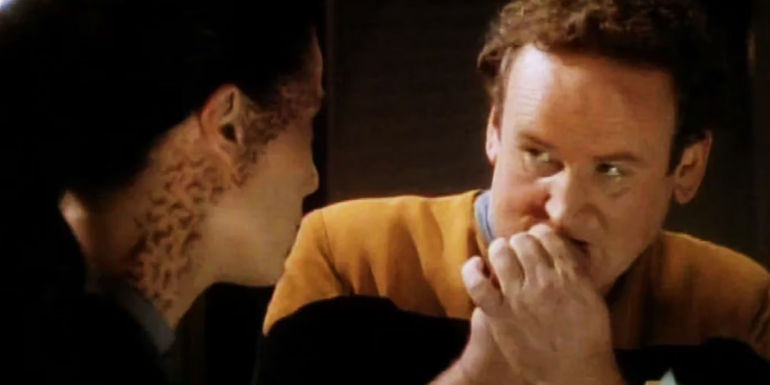 Miles O'Brien is inhabited by the consciousness of Tobin Dax in DS9 season 3, episode 25, 