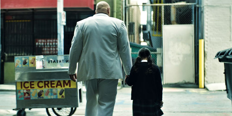 Vincent D'Onofrio As Kingpin With Young Maya Lopez in Echo Show