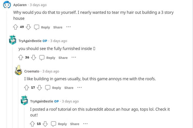 Fans react to the Shiganshina District build on Palsworld (Screengrab via Reddit)