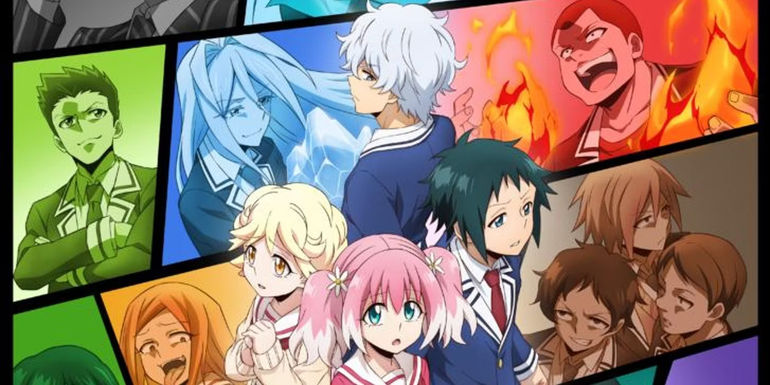 The main cast of Talentless Nana stand on a poster