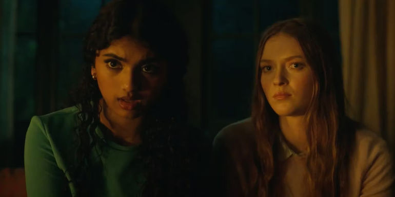Avantika looks surprised next to another young woman in Tarot