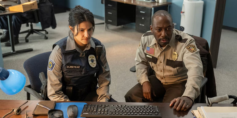 Indira and Witt watch CCTV footage in Fargo