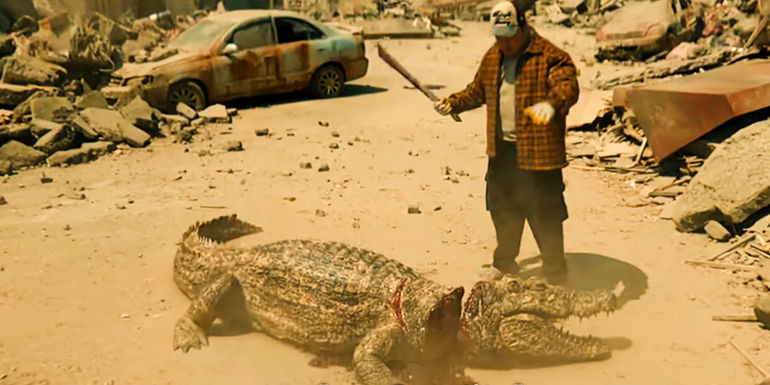 Nam-san kills a crocodile in Badland Hunters