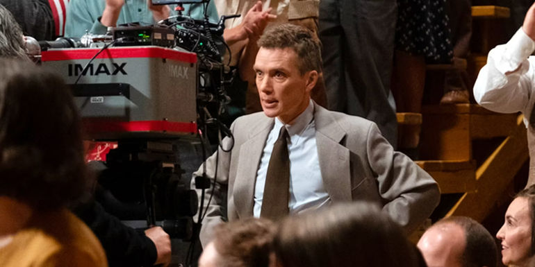 Cillian Murphy on the set of Oppenheimer being filmed for IMAX