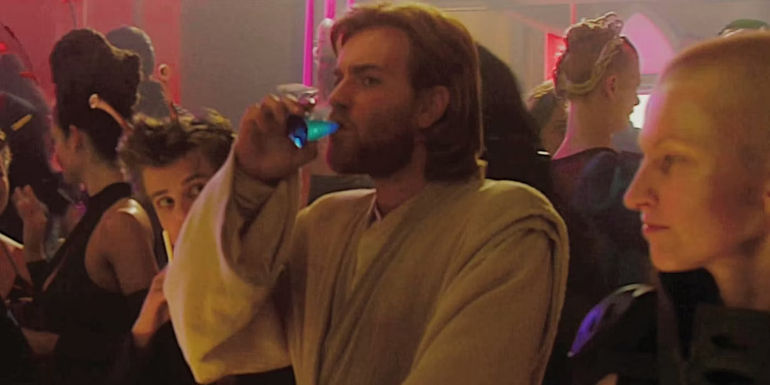 Obi-Wan Kenobi drinking in Attack of the clones