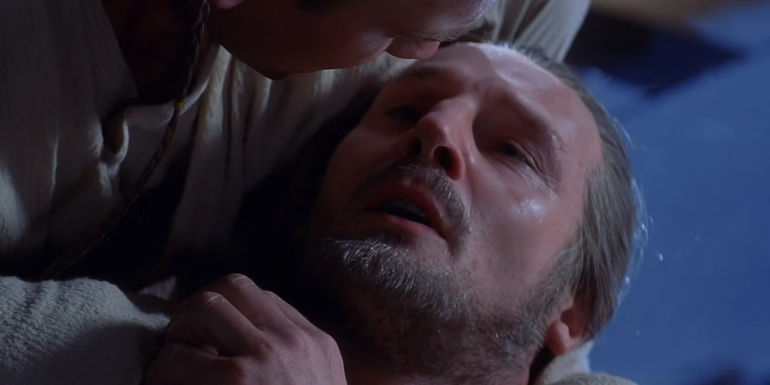 Qui-Gon dies in Obi-Wan's arms in The Phantom Menace