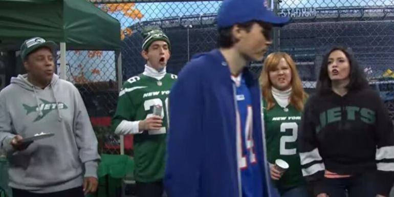 Amy Schumer as an angry Jets fan on Saturday Night Live