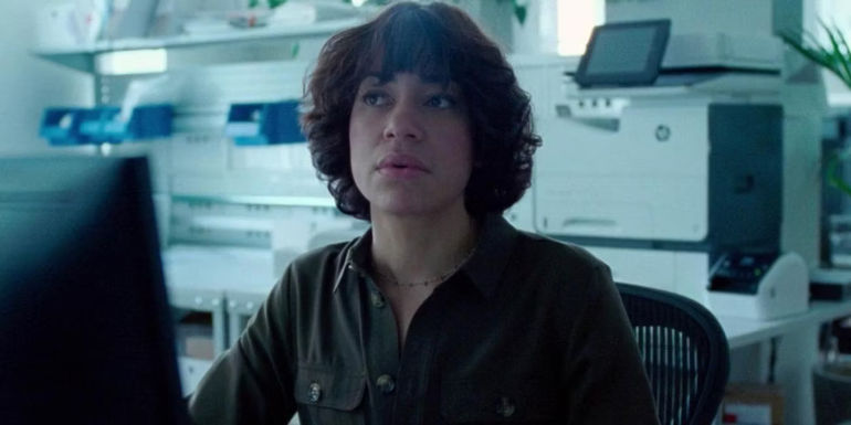 Dessie at her desk in The Postcard Killings