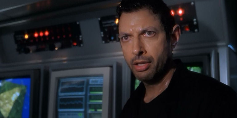 Ian Malcolm looking at the T. Rex in Jurassic Park: The Lost World