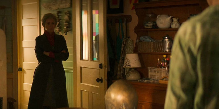 Percy Jackson returning the Helm of Darkness to Alecto in Percy Jackson episode 8