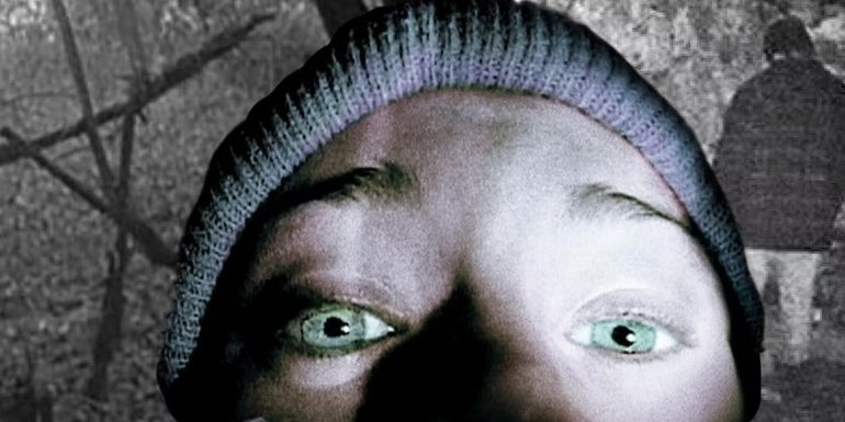 A face too close to the camera in The Blair Witch Project ending