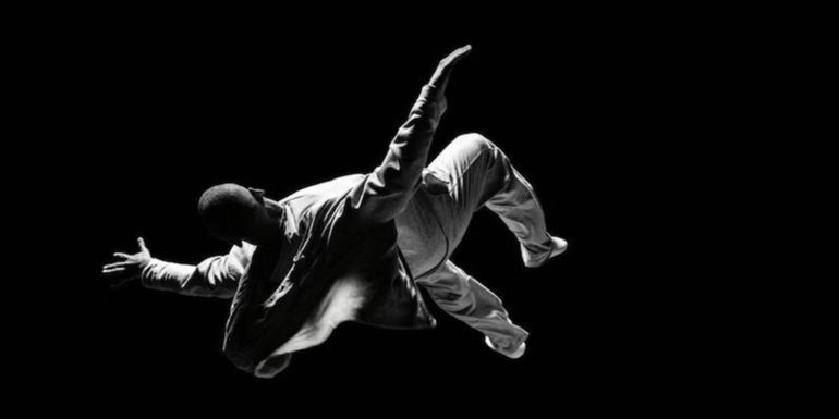 Chris Washington (Daniel Kaluuya) falling backward into the Sunken Place in Get Out