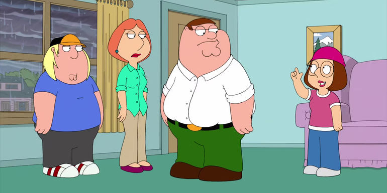 Meg talking to her family in Family Guy