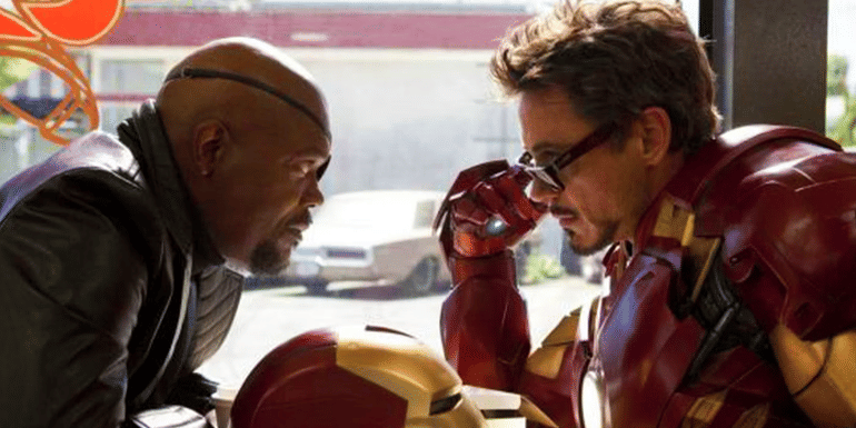 Nick Fury and Tony Stark in Iron Man 2