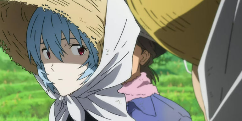 Rebuild of Evangelion: Rei takes up the rural life.