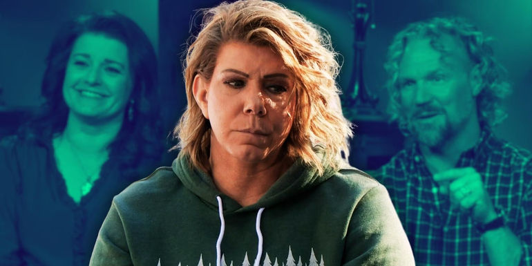 Sister Wives' Meri Brown looking sad, with Robyn Brown and Kody Brown