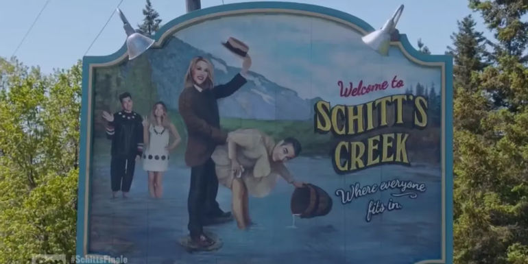 The Schitt's Creek town sign as it appears in the series finale.