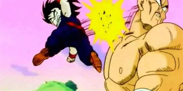 DBZ's Gohan hitting Nappa in the face.