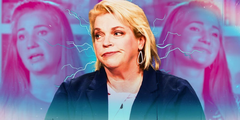 Sister WIves' Janelle Brown and montage of Mykelti Padron, with lighting bolts