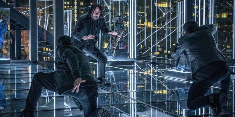 John fights two assassins in John Wick Chapter 3 Parabellum
