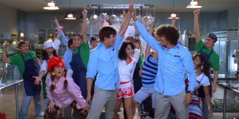 Troy, Chad, and the Wildcats dancing to 