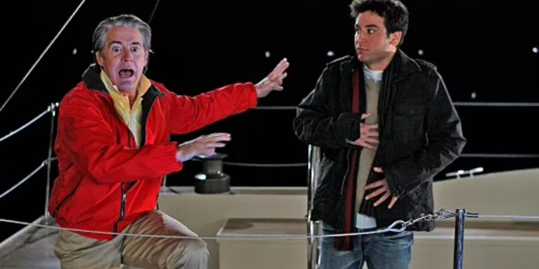 The Captain on his boat with a shocked Ted in How I Met Your Mother