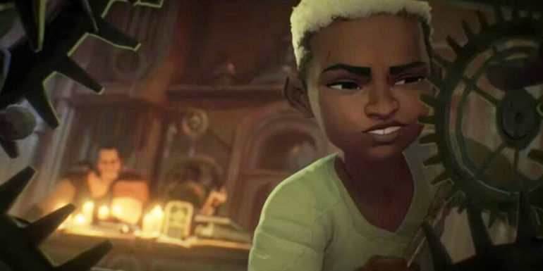 Ekko looking at something with skepticism in Arcane