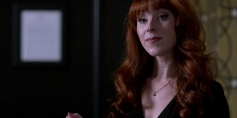 Rowena looks concerned in Supernatural. 