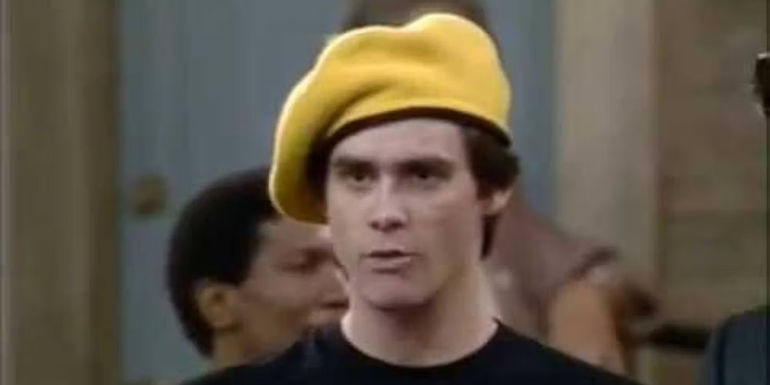 Dickie Peterson (Jim Carrey) wearing a yellow hat in In Living Color.