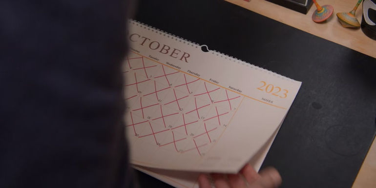 Larry marks his calendar in Curb Your Enthusiasm