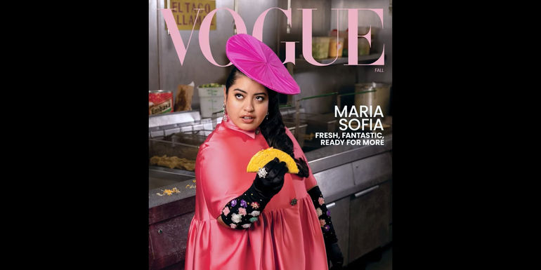 Maria Sofia on the cover of Vogue in Curb Your Enthusiasm