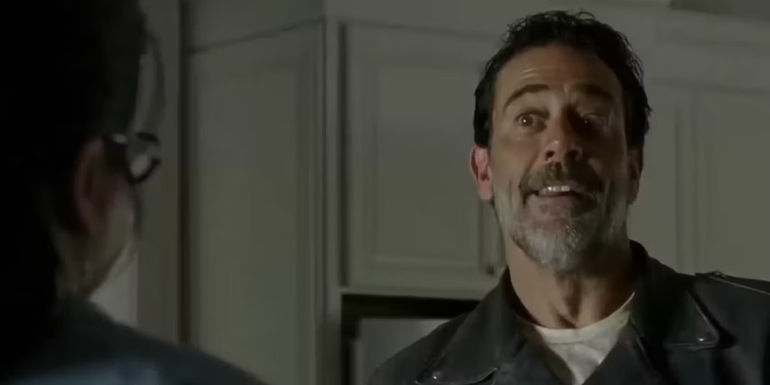 Negan (Jeffrey Dean Morgan) flirting in The Walking Dead.