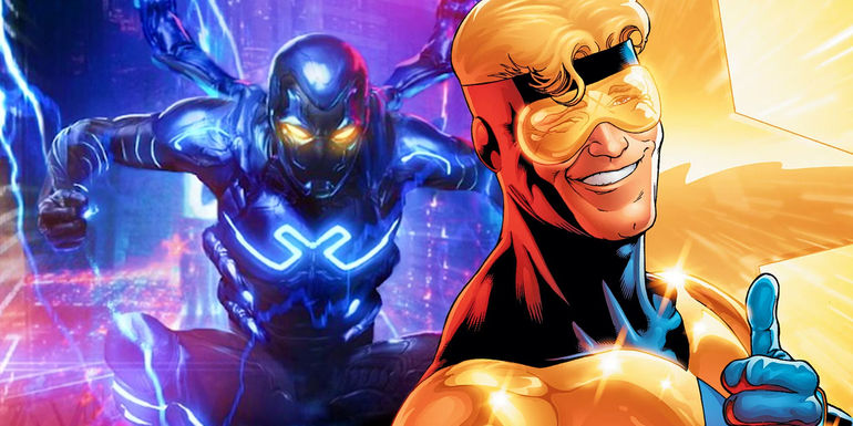 Artwork of Booster Gold next to Blue Beetle from the DCU