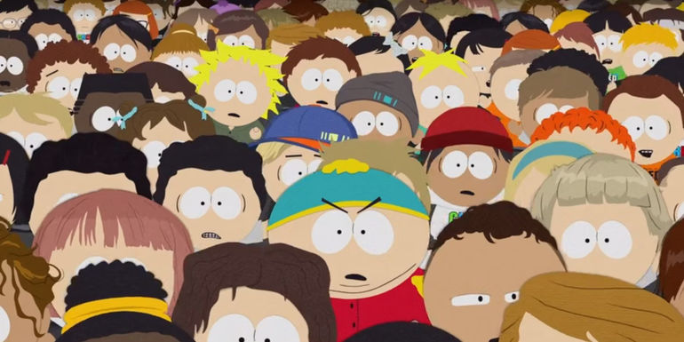 Cartman in a crowd at CVS in South Park Not Suitable for Children