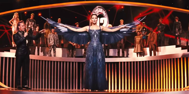 Jennifer Lawrence as Katniss Everdeen In The Mockingjay Dress In The Hunger Games: Catching Fire