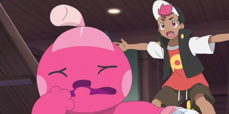 Pokemon Horizons: Tinkatink cries in front of Roy.