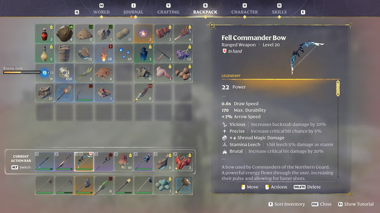 Upgraded Fell Commander Bow in Enshrouded