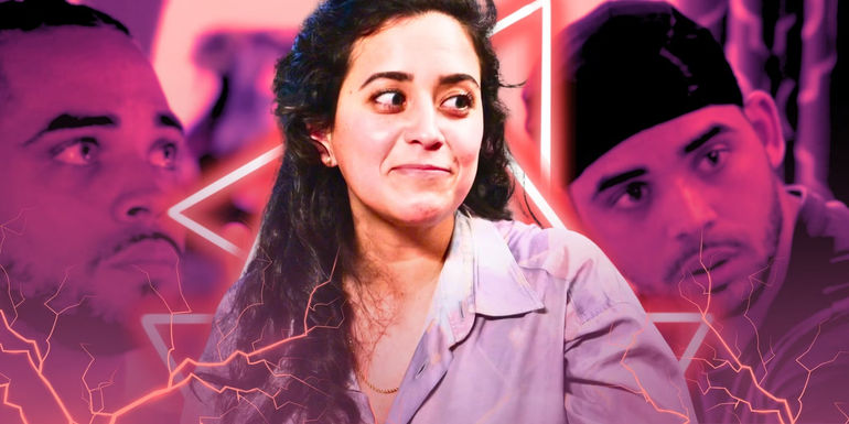 90 Day Fiancé Statler Riley looking mischievious with shocked Rob Warne behind her