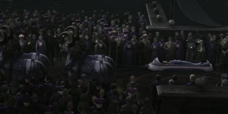 Padme's funeral from Tales of the Jedi animated series.