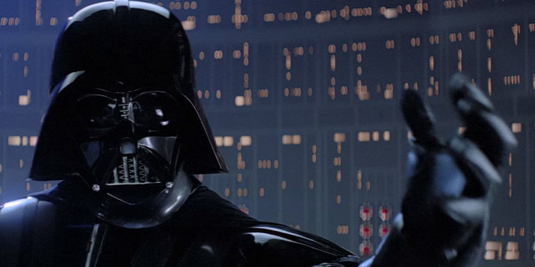 Darth Vader raising his hand during the 'I am your father' twist in The Empire Strikes Back