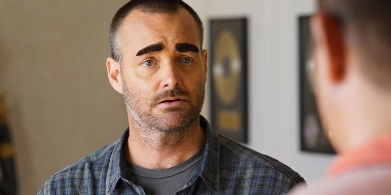 Will Forte with fake eyebrows in The Last Man on Earth