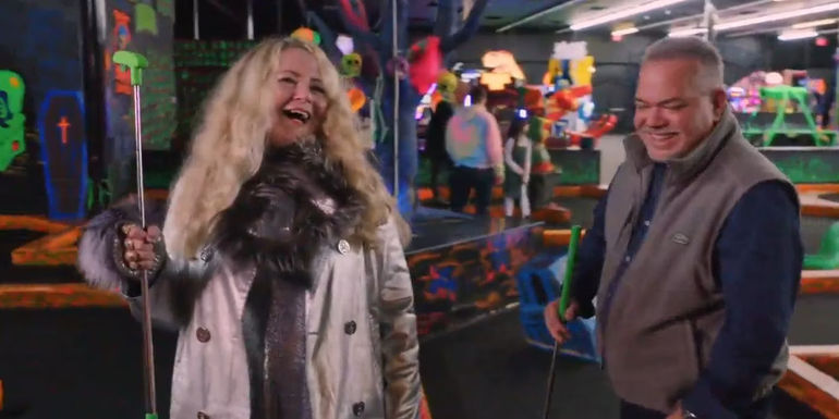 Debbie and Russ in a still from 90 Day: The Single Life at a date for monster golf