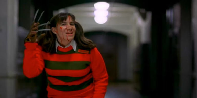 Freddy Kreuger masquerading as a schoolgirl in A Nightmare on Elm Street.
