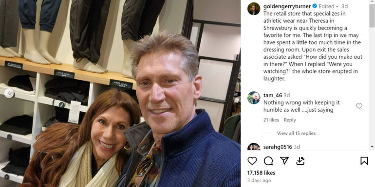 Gerry Turner Theresa Nist The Golden Bachelor posing in store on Instagram