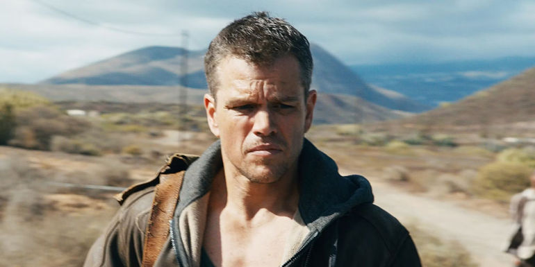 Matt Damon as Jason Bourne in the desert