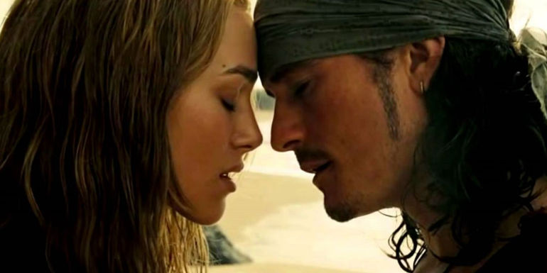 Keira Knightley and Orlando Bloom as Will and Elizabeth Reunited in Pirates of the Caribbean