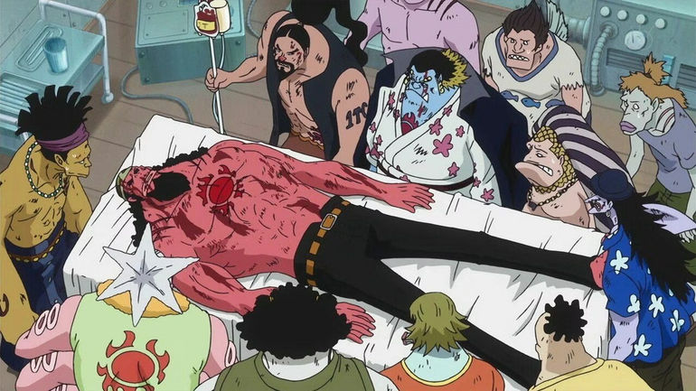 Fisher Tiger's death in front of the Sun Pirates (Image via Toei Animation)