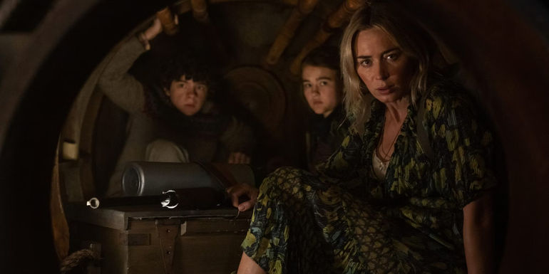 Noah Jupe Millicent SImmonds and Emily Blunt in A Quiet Place 2